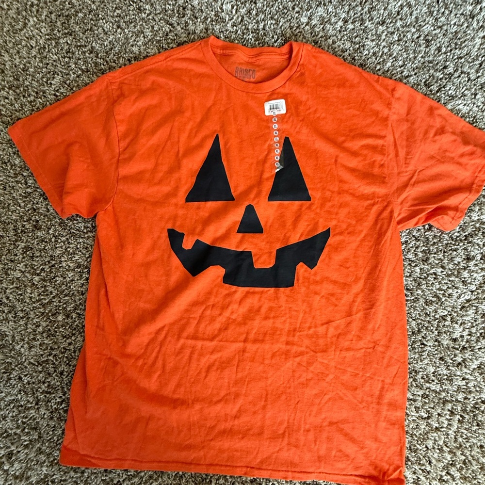 Brisco Brands Orange Halloween Pumpkin Face T-Shirt